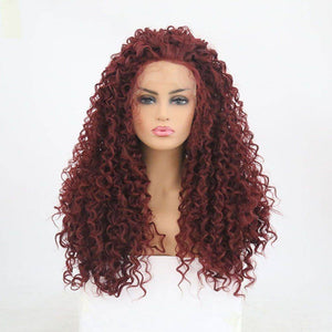 Red Curly Lace Front Wig - Goddess Beauty Royal Wigs