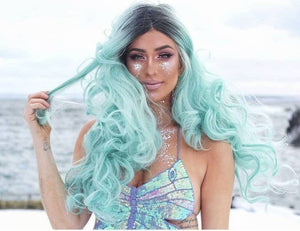 Ombre Mint Green Lace Front Wig - Goddess Beauty Royal Wigs