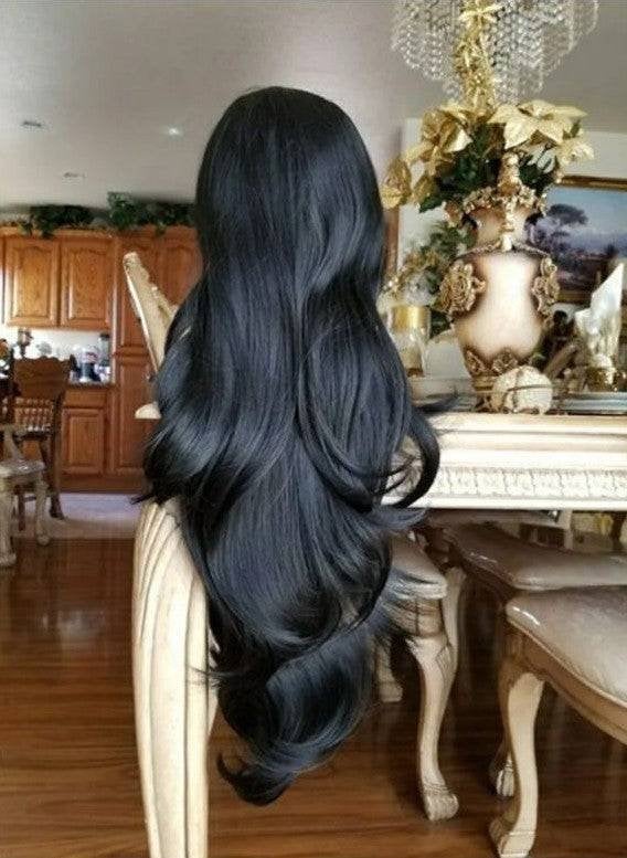 Black Straight Bodywave Lace Front Wig - Goddess Beauty Royal Wigs