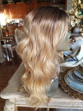 Ombre//Brown Blonde// Straight Wavy//Bodywave// Wig//Synthetic//Beautiful/Wavy//Bangs//Brand New//Natural//Ready to Ship - Goddess Beauty Royal Wigs