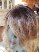 Ombre//Brown Blonde// Straight Wavy//Bodywave// Wig//Synthetic//Beautiful/Wavy//Bangs//Brand New//Natural//Ready to Ship - Goddess Beauty Royal Wigs