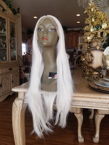 White Gray Blonde Lace Front Wig - Goddess Beauty Royal Wigs