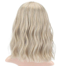 Ash Pale Blonde Shoulder Length Blonde Wigs for Women Bob Wig Bangs Straight Wigs Short Hair Costume,Wavy Blonde - Goddess Beauty Royal Wigs