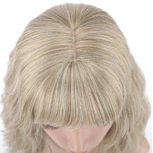 Ash Pale Blonde Shoulder Length Blonde Wigs for Women Bob Wig Bangs Straight Wigs Short Hair Costume,Wavy Blonde - Goddess Beauty Royal Wigs