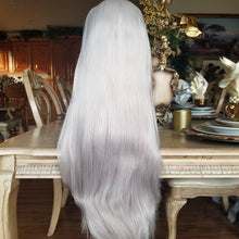 Gray White Straight Wavy Lace Front Wig - Goddess Beauty Royal Wigs
