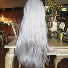 Gray White Straight Wavy Lace Front Wig - Goddess Beauty Royal Wigs