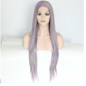 Gray Purple//Light Purple//Curly//Wavy// Lace Front Wig//Wig//Human Hair//Human Hair Blend//Synthetic - Goddess Beauty Royal Wigs