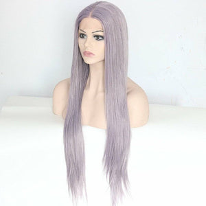 Gray Purple//Light Purple//Curly//Wavy// Lace Front Wig//Wig//Human Hair//Human Hair Blend//Synthetic - Goddess Beauty Royal Wigs