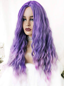 Ombre Purle Wig// Purple//Wavy//Cosplay//Fashion Wig// Synthetic//Medium Length//Lilac// - Goddess Beauty Royal Wigs