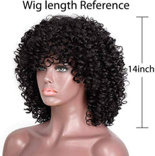 Black/ Kinky Curly Wig/Wi Exquisite Black Short Kinky Curly/ Synthetic Afro/ with Bangs for Black Women Heat Resistant Hair - Goddess Beauty Royal Wigs