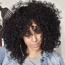 Black/ Kinky Curly Wig/Wi Exquisite Black Short Kinky Curly/ Synthetic Afro/ with Bangs for Black Women Heat Resistant Hair - Goddess Beauty Royal Wigs