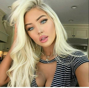 Blonde Beauty Waves Virgin Human Hair Lace Front Wig - Goddess Beauty Royal Wigs
