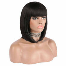 Yaki Wig//Bangs//Silky//Full Heat Resistant// Synthetic Wig for Women//Black//Bob Wigs with Bangs//Cute - Goddess Beauty Royal Wigs