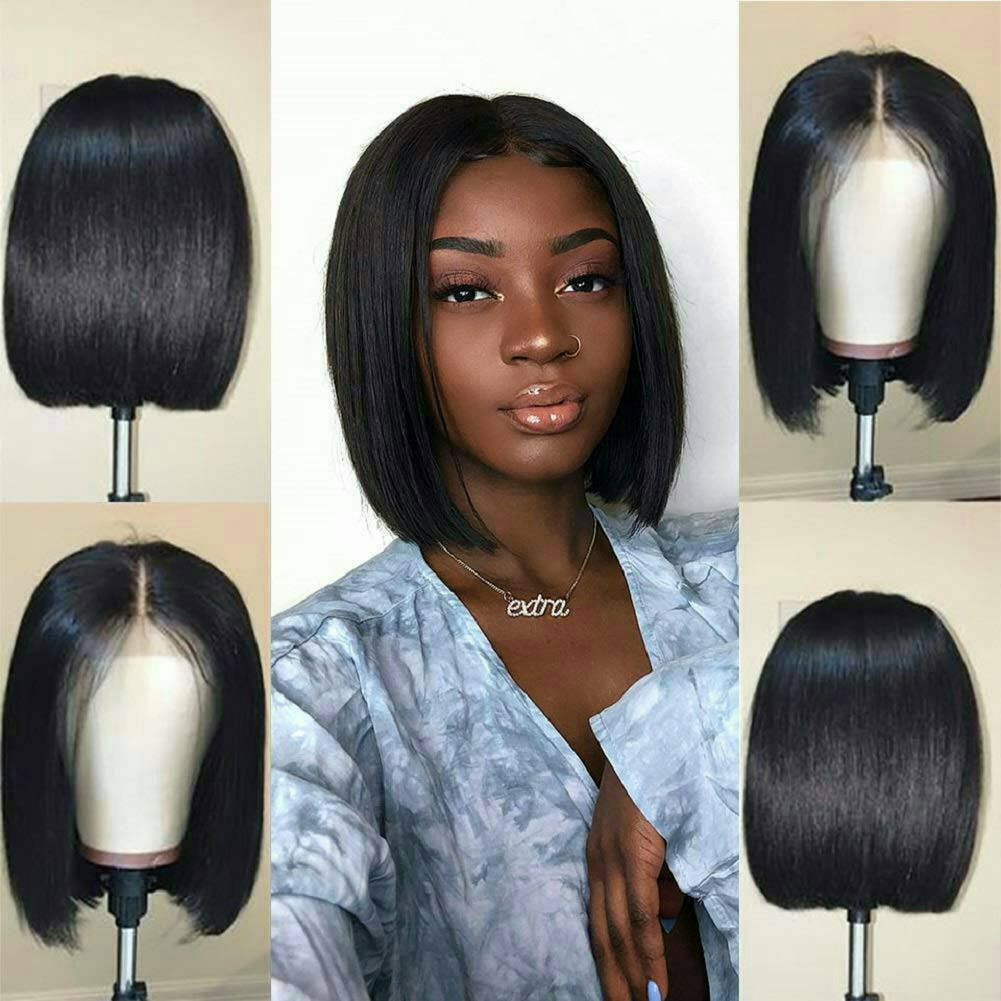 Human Hair Wig//Pre Plucked Hairline// Brazilian//Straight Lace Front Wig//Bob//Short 8-10 inches. - Goddess Beauty Royal Wigs