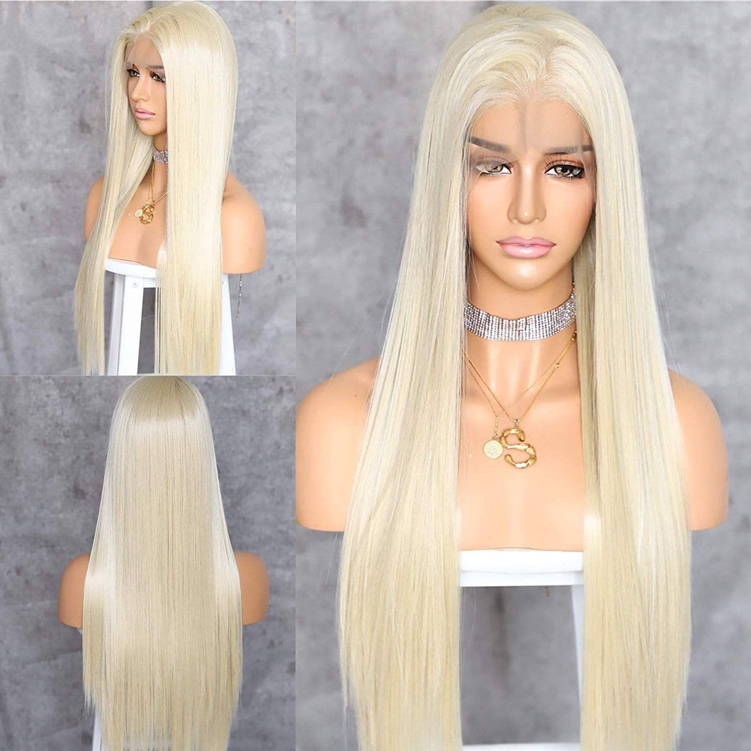 Bleach Blonde// Beauty//Straight//Long Hair// Lace Front Wig//Beautiful//Natural//Stunning - Goddess Beauty Royal Wigs