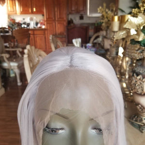 Gray White Straight Wavy Lace Front Wig - Goddess Beauty Royal Wigs