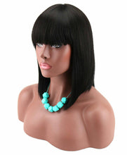 Black// Beauty Wig//Yaki Straight//Bob//Bangs//Short Wig - Goddess Beauty Royal Wigs