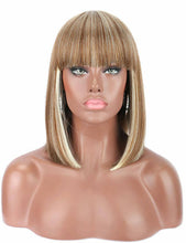 Blonde// Beauty Wig//Yaki Straight//Bob//Bangs//Short Wig - Goddess Beauty Royal Wigs