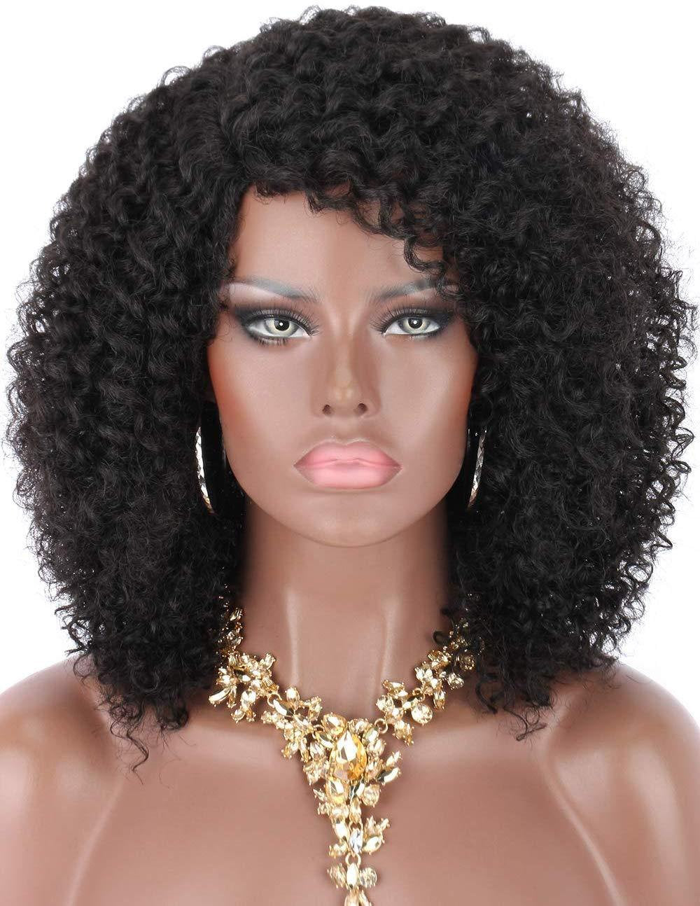 Black Kinky Curly Wig - Goddess Beauty Royal Wigs