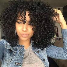 Black/ Kinky Curly Wig/Wi Exquisite Black Short Kinky Curly/ Synthetic Afro/ with Bangs for Black Women Heat Resistant Hair - Goddess Beauty Royal Wigs