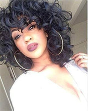 Black/ Big Curly Wig/Wi Exquisite Black Short Curly/ Synthetic Afro/ with Bangs for Black Women Heat Resistant Hair - Goddess Beauty Royal Wigs