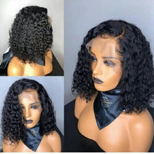 Black Curly// Human Hair/ Lace Front Wigs// Beautiful// Curly// Brazilian Remy//Wig//Glueless// Lacewig//Water Wave//Natural - Goddess Beauty Royal Wigs