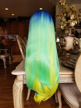 Ready to Ship// Blue Green Yellow Lace Front Wig - Goddess Beauty Royal Wigs
