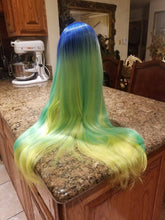 Ready to Ship// Blue Green Yellow Lace Front Wig - Goddess Beauty Royal Wigs