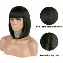 Yaki Wig//Bangs//Silky//Full Heat Resistant// Synthetic Wig for Women//Black//Bob Wigs with Bangs//Cute - Goddess Beauty Royal Wigs