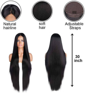 Black Yaki Straight//LaceFrontWig//GorgeousHair//Straight/Silky Straight//Natural//Wigs for Women//Beautiful//Gorgeous//Wig//Yaki - Goddess Beauty Royal Wigs