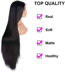 Black Yaki Straight//LaceFrontWig//GorgeousHair//Straight/Silky Straight//Natural//Wigs for Women//Beautiful//Gorgeous//Wig//Yaki - Goddess Beauty Royal Wigs