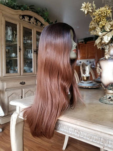 Ombre Brown Straight Wave Beauty Full Wig - Goddess Beauty Royal Wigs