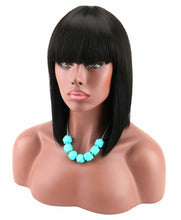 Black// Beauty Wig//Yaki Straight//Bob//Bangs//Short Wig - Goddess Beauty Royal Wigs