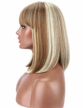 Blonde// Beauty Wig//Yaki Straight//Bob//Bangs//Short Wig - Goddess Beauty Royal Wigs