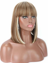 Blonde// Beauty Wig//Yaki Straight//Bob//Bangs//Short Wig - Goddess Beauty Royal Wigs