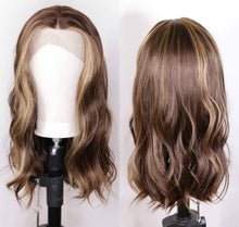 Long Wavy Brown/Blonde Highlights Color 30#/27# Natural hairline 130-150% Density Balayage Hair Blonde Wig(18-22 inch) - Goddess Beauty Royal Wigs