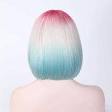 Colored Rainbow Heat Resistant Wig Unicorn Long Curly Wavy Human Hair Blend Hair Ombre Cosplay Wigs for Party,Multicolor - Goddess Beauty Royal Wigs