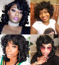 Black/Curly Wig/Wi Exquisite Black Short Kinky Curly/ Synthetic Afro/ with Bangs for Black Women Heat Resistant Hair - Goddess Beauty Royal Wigs
