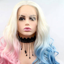 Blonde Pink Blue//Wavy// Lace Front Wig//Beautiful//Wig - Goddess Beauty Royal Wigs