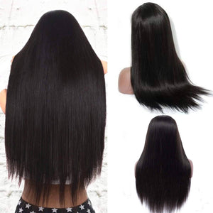 High Quality Pre Plucked Brazilian Virgin Remy Black Straight Lace Front Wig Human Hair - Goddess Beauty Royal Wigs