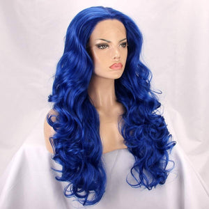 Dark Blue Blue//Wavy// Lace Front Wig//Beautiful//Wig - Goddess Beauty Royal Wigs