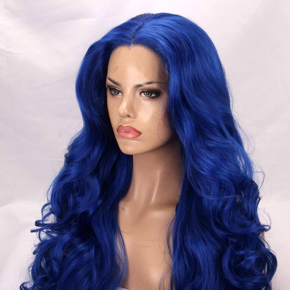 Dark Blue Blue//Wavy// Lace Front Wig//Beautiful//Wig – Goddess