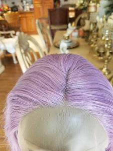 Lilac//Light Purple//Curly//Wavy// Lace Front Wig//Wig//Human Hair//Synthetic Hair - Goddess Beauty Royal Wigs