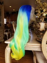 Ready to Ship// Blue Green Yellow Lace Front Wig - Goddess Beauty Royal Wigs