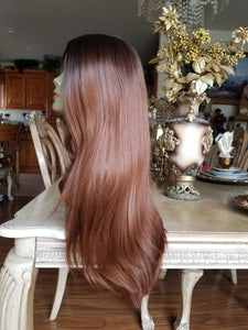 Ombre Brown Straight Wave Beauty Full Wig - Goddess Beauty Royal Wigs