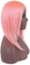 Human Hair Wig//Pre Plucked//Pink Hairline// Brazilian//Straight Lace Front Wig//Bob//Short 8-10 inches. - Goddess Beauty Royal Wigs