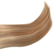 Clip in Human Hair Extensions 70g 7pcs Silky Straight Highlight Blonde Remy Human Hair Extension 15 Inch 27/613 Strawberry Blonde to Bleach - Goddess Beauty Royal Wigs