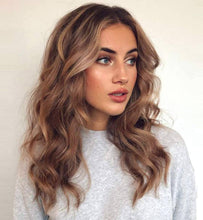 Long Wavy Brown/Blonde Highlights Color 30#/27# Natural hairline 130-150% Density Balayage Hair Blonde Wig(18-22 inch) - Goddess Beauty Royal Wigs
