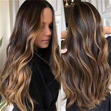 Long Wavy Brown/Blonde Highlights Color 30#/27# Natural hairline 130-150% Density Balayage Hair Blonde Wig(18-22 inch) - Goddess Beauty Royal Wigs