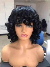 Black/Curly Wig/Wi Exquisite Black Short Kinky Curly/ Synthetic Afro/ with Bangs for Black Women Heat Resistant Hair - Goddess Beauty Royal Wigs